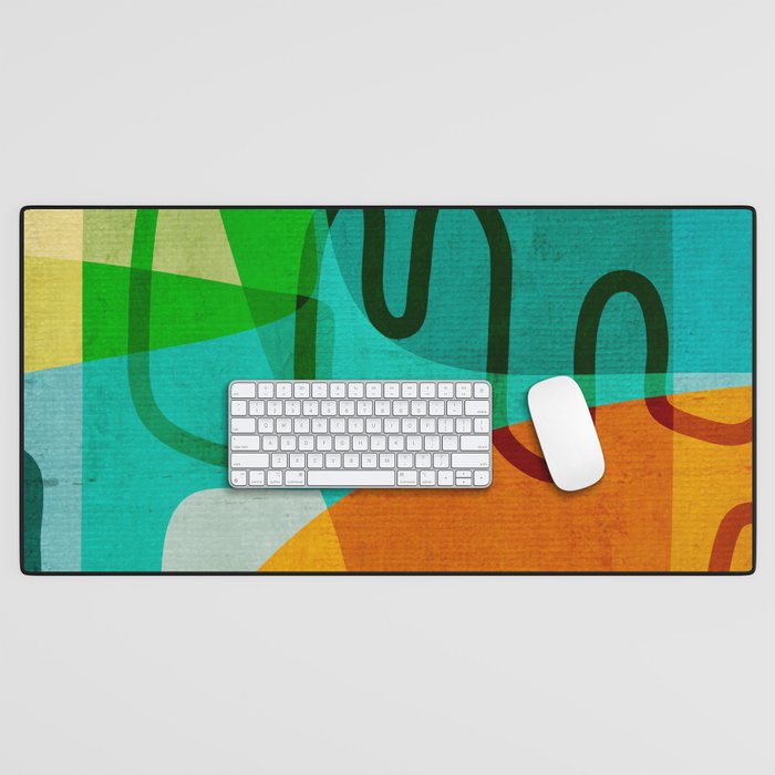 Abstract Modern Turquoise Orange Desk Mat Gallery Image 1