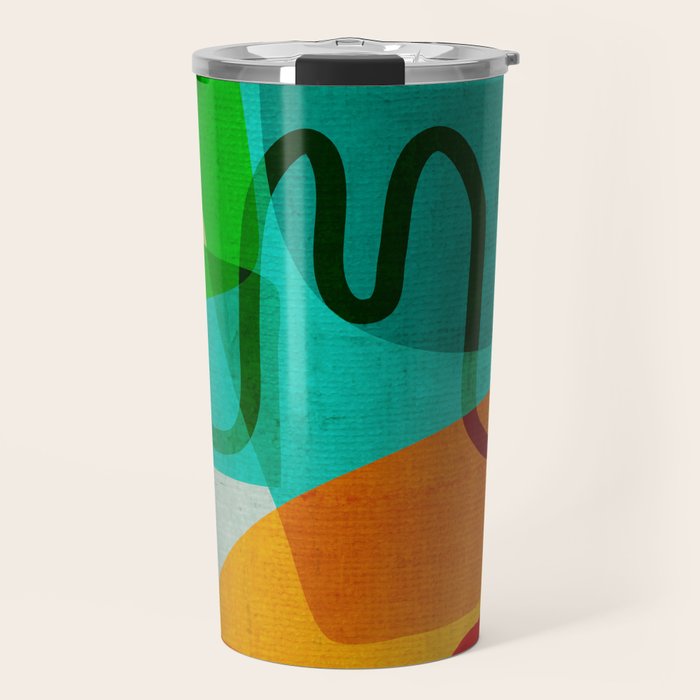 Abstract Modern Turquoise Orange Travel Mug Gallery Image 1