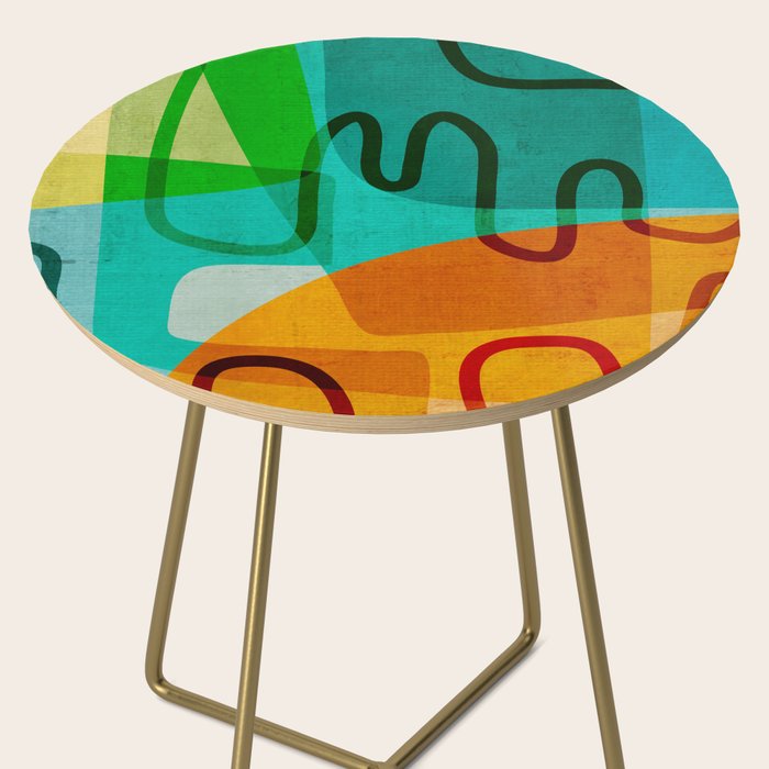 Abstract Modern Turquoise Orange Side Table Gallery Image 2