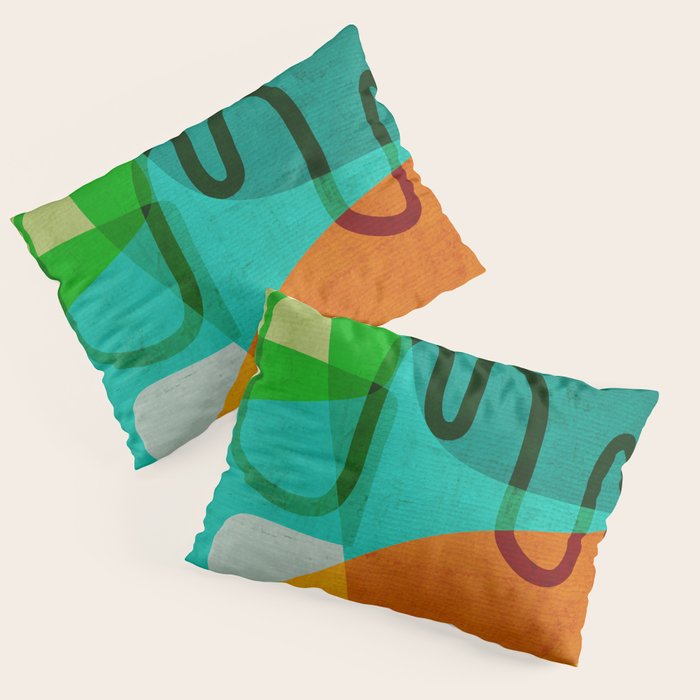 Abstract Modern Turquoise Orange Pillow Sham Gallery Image 1