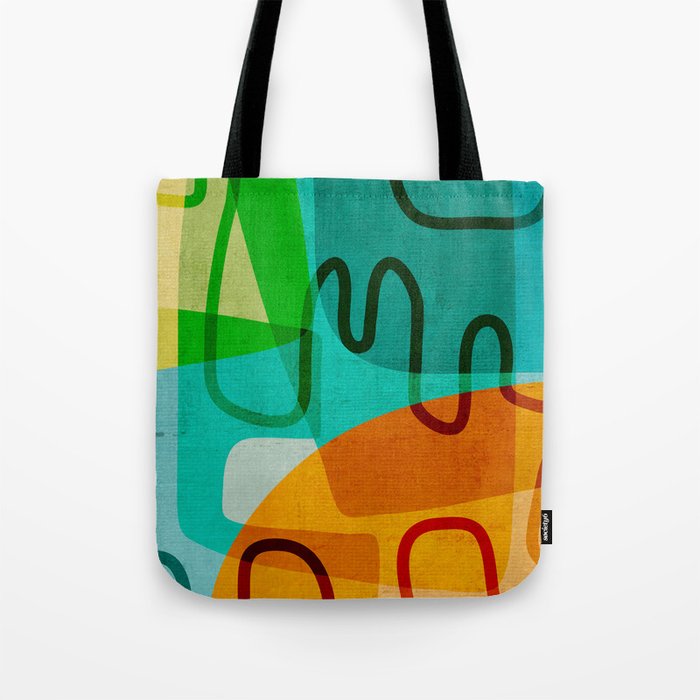 Abstract Modern Turquoise Orange Tote Bag Gallery Image 1