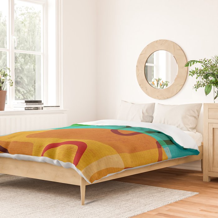Abstract Modern Turquoise Orange Duvet Cover Gallery Image 2