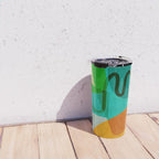 Abstract Modern Turquoise Orange Travel Mug Gallery Image 4