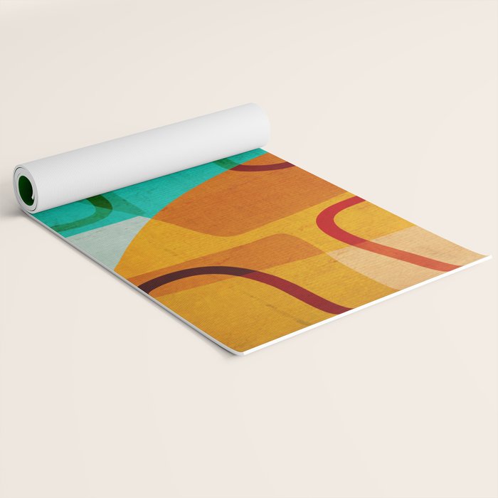 Abstract Modern Turquoise Orange Yoga Mat Gallery Image 2