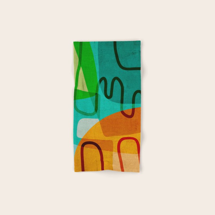 Abstract Modern Turquoise Orange Bath Towel Gallery Image 1
