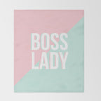 Boss Lady - Pastel Pink and Aqua #bosslady #society6 #typography Throw Blanket Gallery Image 2