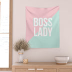 Boss Lady - Pastel Pink and Aqua #bosslady #society6 #typography Wall Tapestry Gallery Image 2