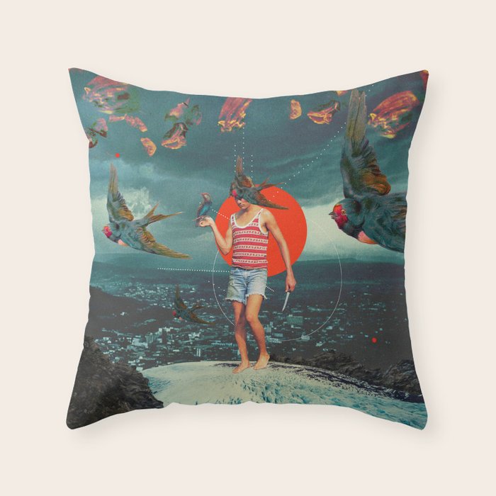 The Boy and the Birds Throw Pillow Gallery Image 1