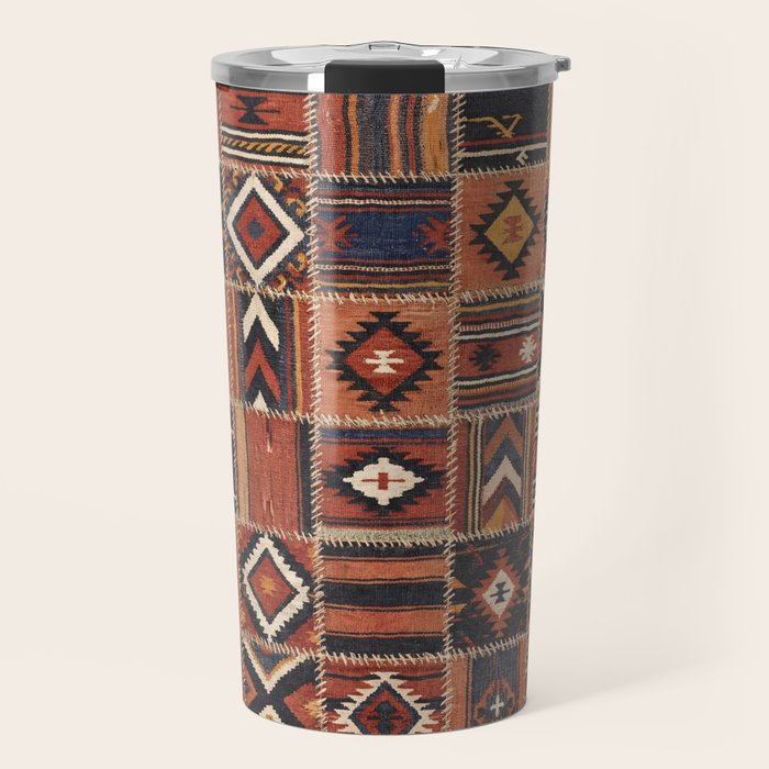 Geometric Tribal Patchwork Rug Design Travel Mug Gallery Image 1