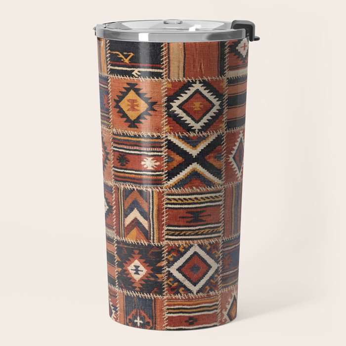 Geometric Tribal Patchwork Rug Design Travel Mug Gallery Image 2