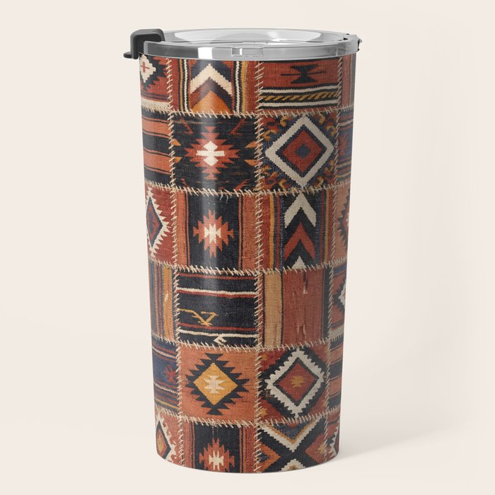 Geometric Tribal Patchwork Rug Design Travel Mug Gallery Image 3