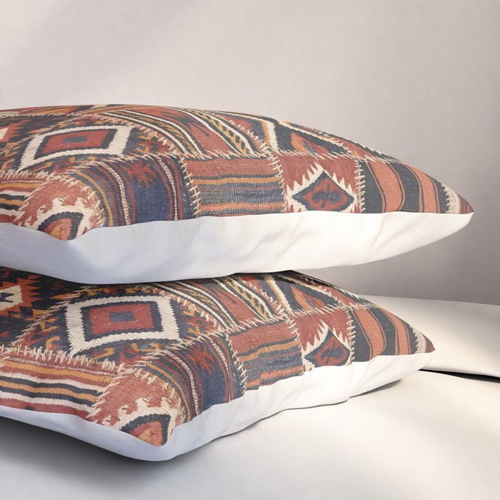 Geometric Tribal Patchwork Rug Design Pillow Sham Gallery Image 3