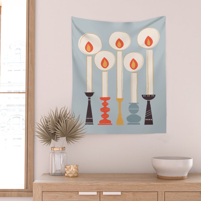 Festive Candles Wall Tapestry Gallery Image 2