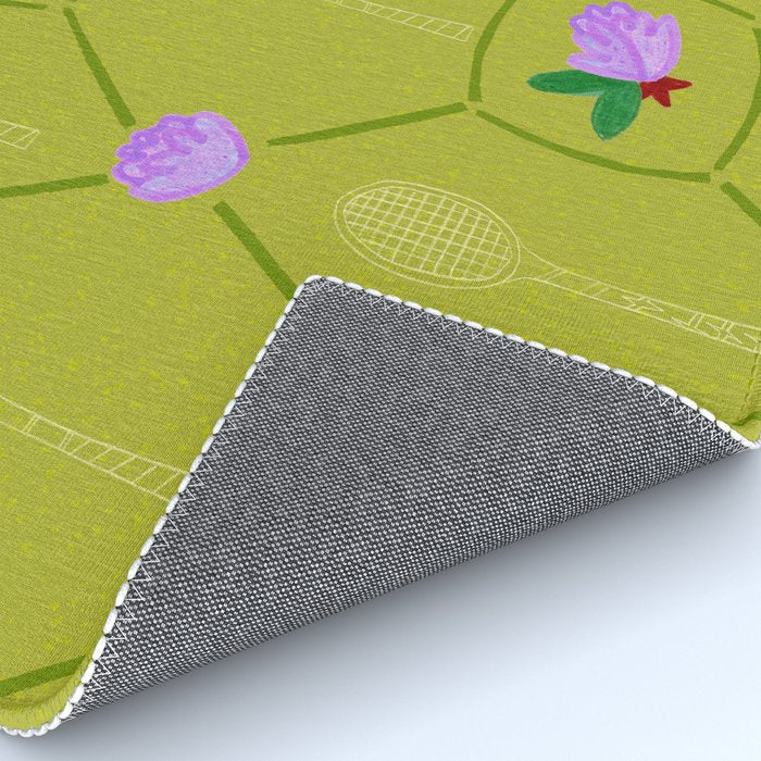 Tennis Rackets & Roses in Lime & Lavender Rug Gallery Image 4