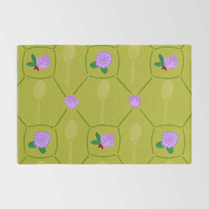 Tennis Rackets & Roses in Lime & Lavender Rug Gallery Image 2