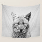 Coyote - Black & White Wall Tapestry Gallery Image 4