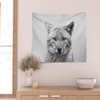 Coyote - Black & White Wall Tapestry Gallery Image 2
