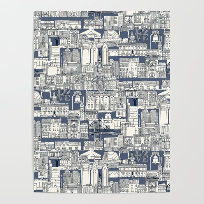 Philadelphia toile blue indigo Poster Gallery Image 4