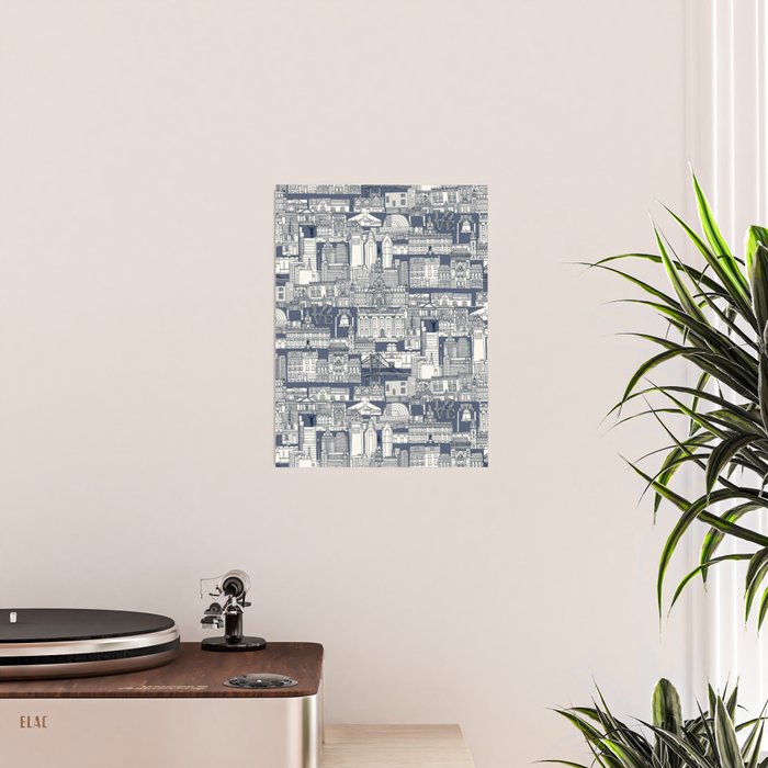 Philadelphia toile blue indigo Poster Gallery Image 2