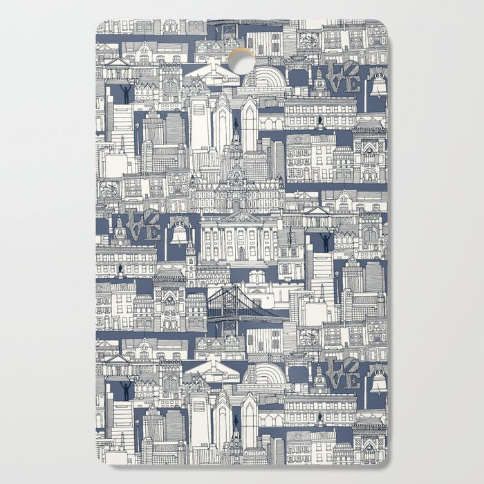 Philadelphia toile blue indigo Cutting Board Gallery Image 1