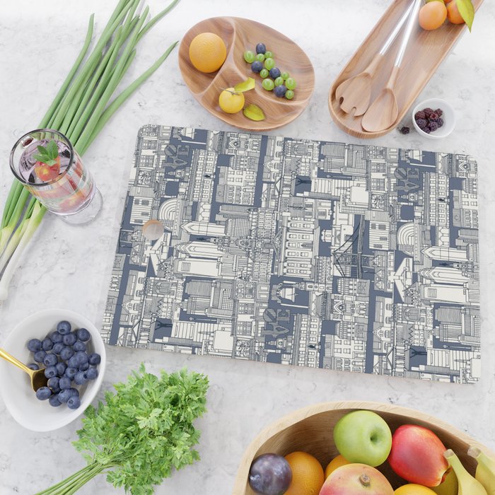 Philadelphia toile blue indigo Cutting Board Gallery Image 2
