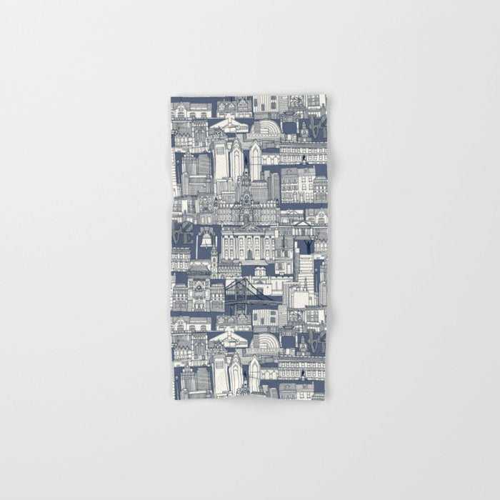 Philadelphia toile blue indigo Bath Towel Gallery Image 1