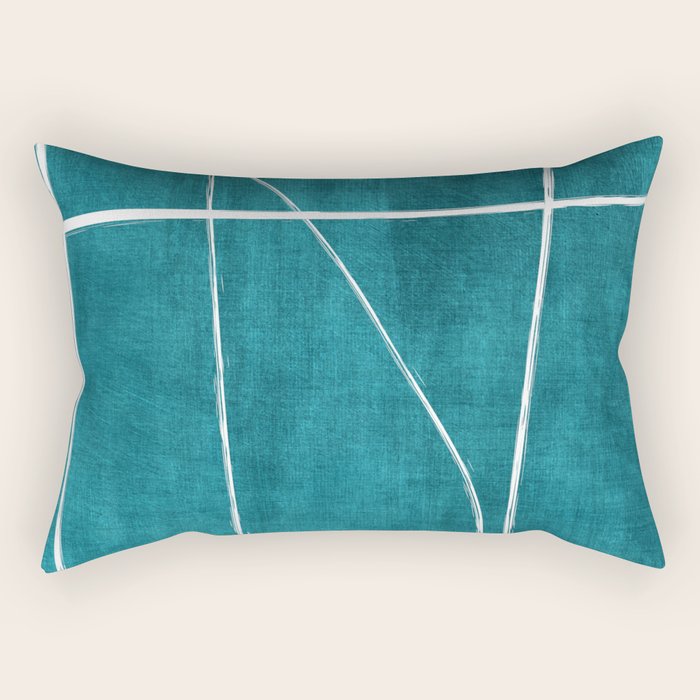 Minimalist Teal White Abstract Artwork Rectangular Pillow Gallery Image 2
