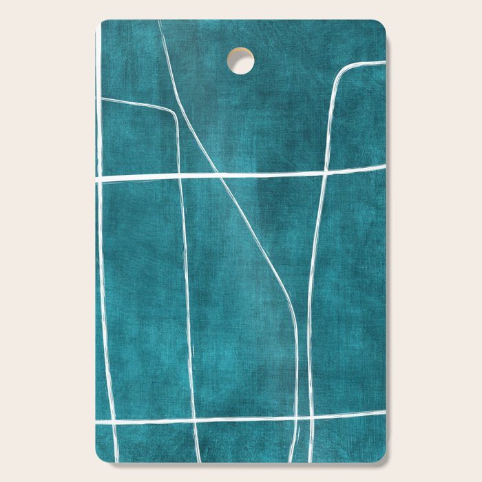 Minimalist Teal White Abstract Artwork Cutting Board Gallery Image 1