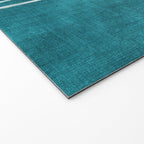 Minimalist Teal White Abstract Artwork Welcome Mat Gallery Image 2