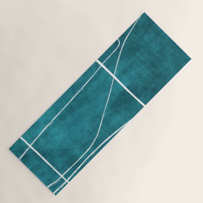 Minimalist Teal White Abstract Artwork Yoga Mat Gallery Image 1