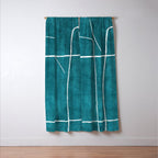 Minimalist Teal White Abstract Artwork Window Curtain Gallery Image 3