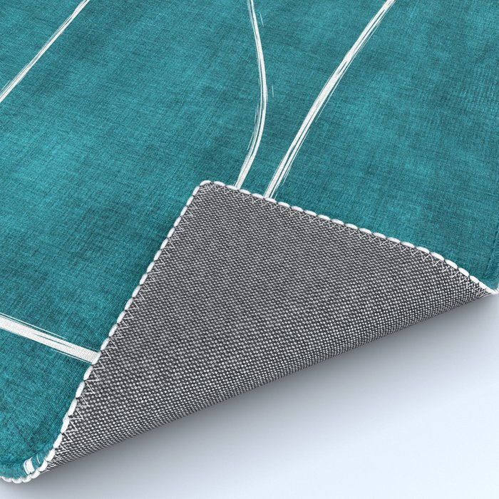 Minimalist Teal White Abstract Artwork Rug Gallery Image 4