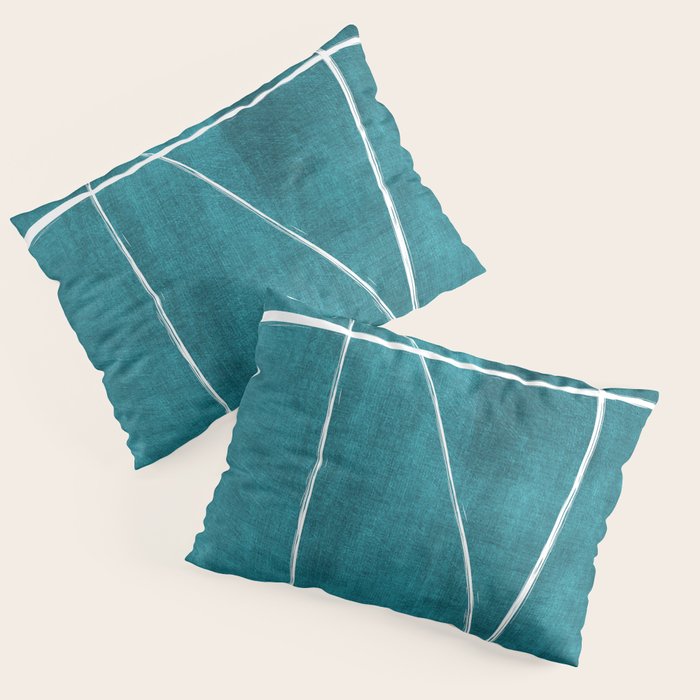 Minimalist Teal White Abstract Artwork Pillow Sham Gallery Image 1
