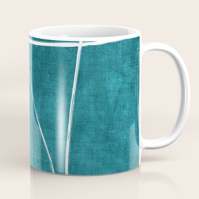 Minimalist Teal White Abstract Artwork Coffee Mug Gallery Image 1