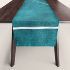Minimalist Teal White Abstract Artwork Table Runner Gallery Image 1
