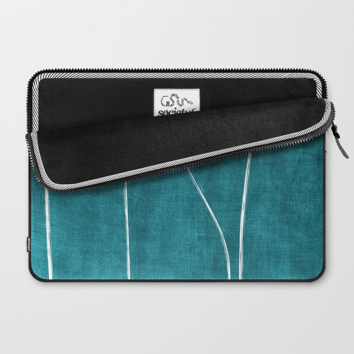 Minimalist Teal White Abstract Artwork Laptop Sleeve Gallery Image 2