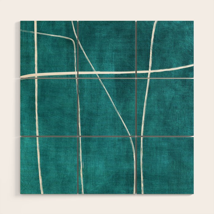 Minimalist Teal White Abstract Artwork Wood Wall Art Gallery Image 1