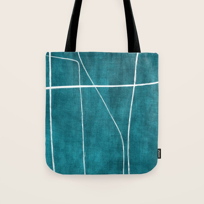 Minimalist Teal White Abstract Artwork Tote Bag Gallery Image 1