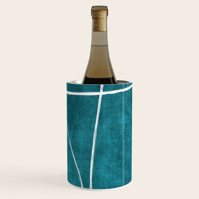 Minimalist Teal White Abstract Artwork Wine Chiller Gallery Image 3