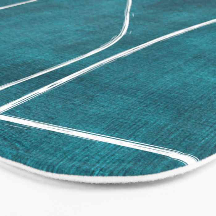 Minimalist Teal White Abstract Artwork Bath Mat Gallery Image 3