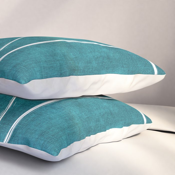 Minimalist Teal White Abstract Artwork Pillow Sham Gallery Image 3