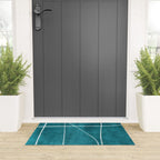Minimalist Teal White Abstract Artwork Welcome Mat Gallery Image 3