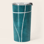 Minimalist Teal White Abstract Artwork Travel Mug Gallery Image 2