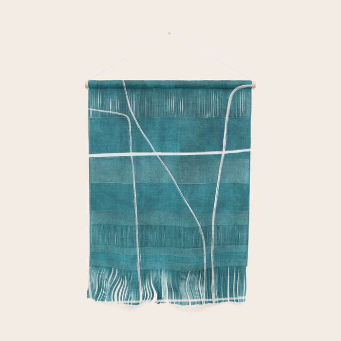 Minimalist Teal White Abstract Artwork Wall Hanging Gallery Image 1