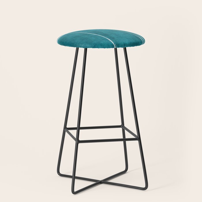 Minimalist Teal White Abstract Artwork Stool Gallery Image 1