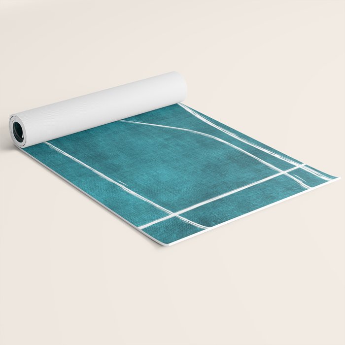Minimalist Teal White Abstract Artwork Yoga Mat Gallery Image 2