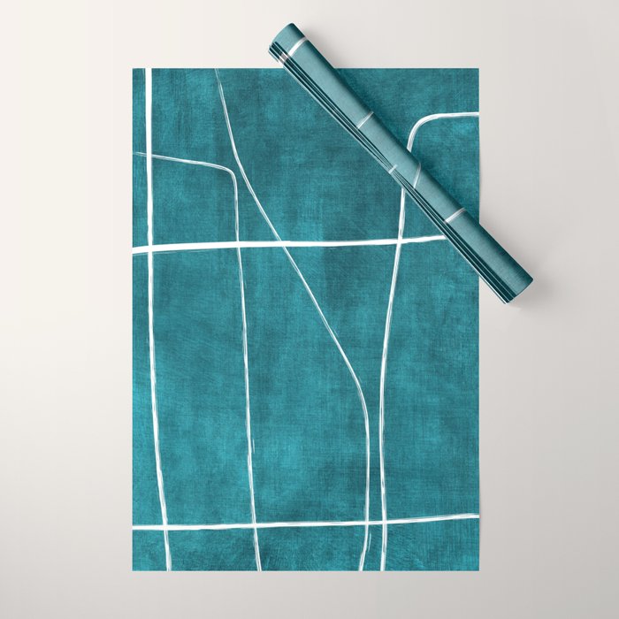 Minimalist Teal White Abstract Artwork Wrapping Paper Gallery Image 1