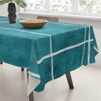 Minimalist Teal White Abstract Artwork Tablecloth Gallery Image 3