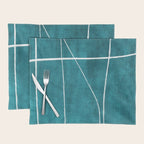 Minimalist Teal White Abstract Artwork Placemat Gallery Image 1