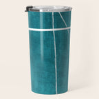 Minimalist Teal White Abstract Artwork Travel Mug Gallery Image 3